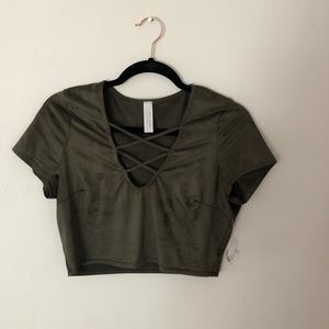 Green Velvet Sexy Crop Top